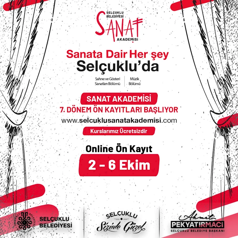 SELÇUKLU SANAT AKADEMİSİ’NDE 7. DÖNEM ÖN KAYITLARI BAŞLIYOR