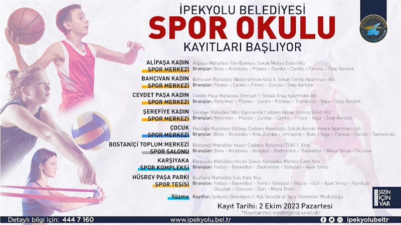 İPEKYOLU BELEDİYESİ’NİN YENİ DÖNEM SPOR OKULU KAYITLARI BAŞLIYOR