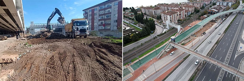 Tramvay hattı durağına 78 araçlık otopark