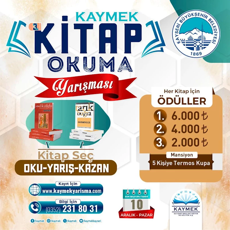 KAYMEK’ten 3’üncü “Kitap Seç, Oku, Yarış, Kazan” Yarışması