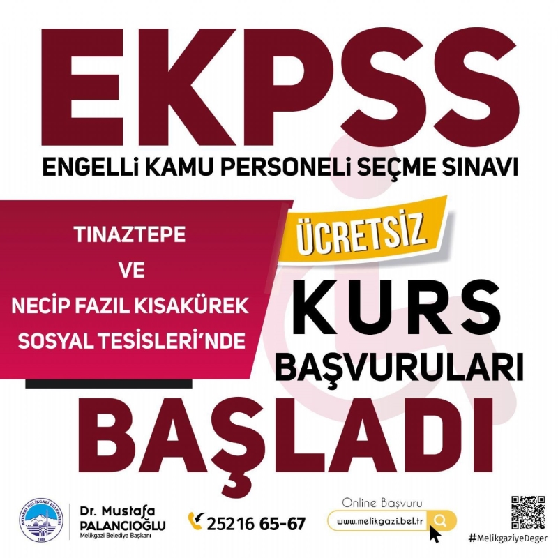 MELİKGAZİ BELEDİYESİ EKPSS KURS KAYITLARI BAŞLIYOR