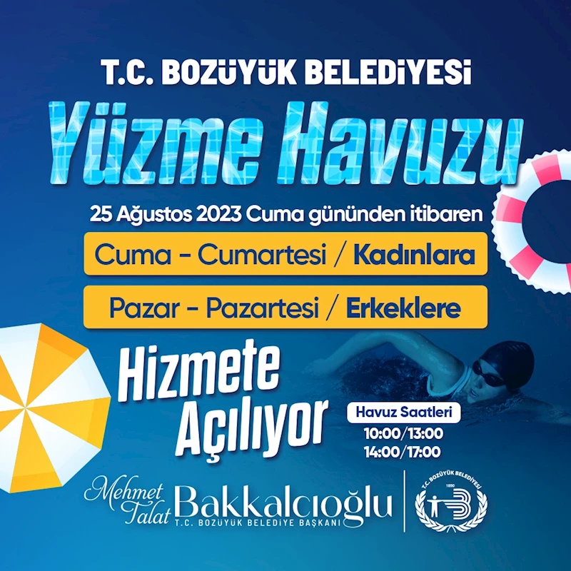 BOZÜYÜK BELEDİYESİ YÜZME HAVUZU 25 AĞUSTOS’TAN İTİBAREN YETİŞKİNLERE HİZMET VERMEYE BAŞLAYACAK