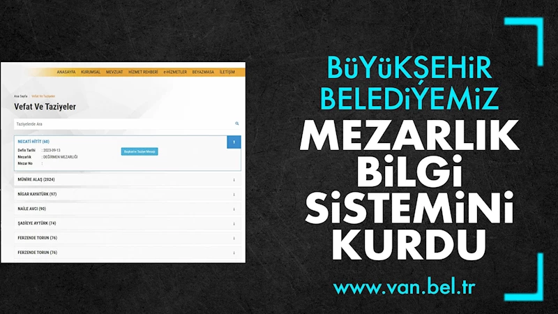 BÜYÜKŞEHİR BELEDİYEMİZ MEZARLIK BİLGİ SİSTEMİNİ KURDU