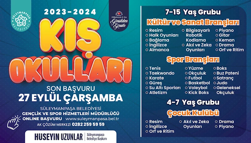 Süleymanpaşa Belediyesi Kış Okulu kayıtları başladı