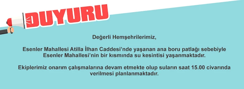 Su Kesintisi Duyurusu