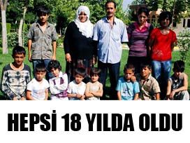 18 yıllık evliliğe sekizi ikiz 11 çocuk