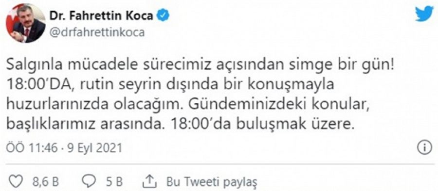 Bakan Koca’dan Paylaşım